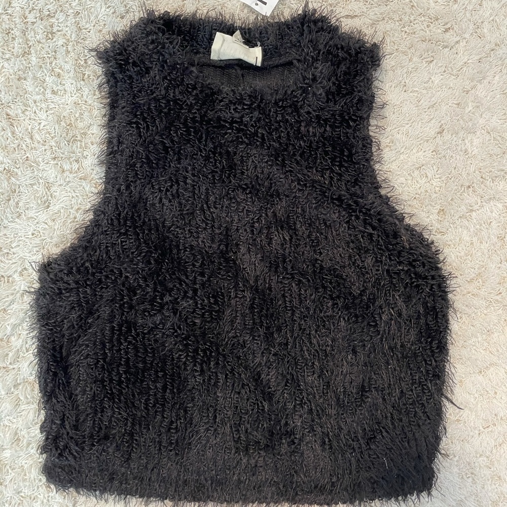 Pacsun fuzzy high neck crop top NEW WITH TAG